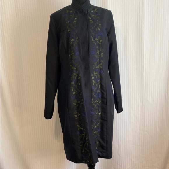 Sigrid Olsen Jacket Long Silk Embroidered Asian Inspired Quiet Luxury Size 12 - Picture 2 of 16